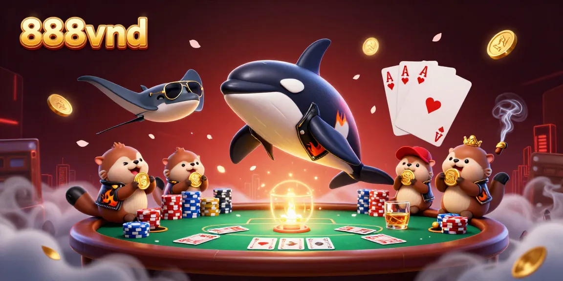 Experience exhilarating gaming at 888vnd with dynamic casino characters and vibrant gambling elements.