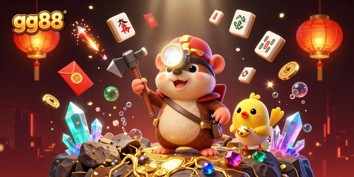 Experience thrilling adventures with gg88's 3D treasure hunter mole mining gems in a casino cave.