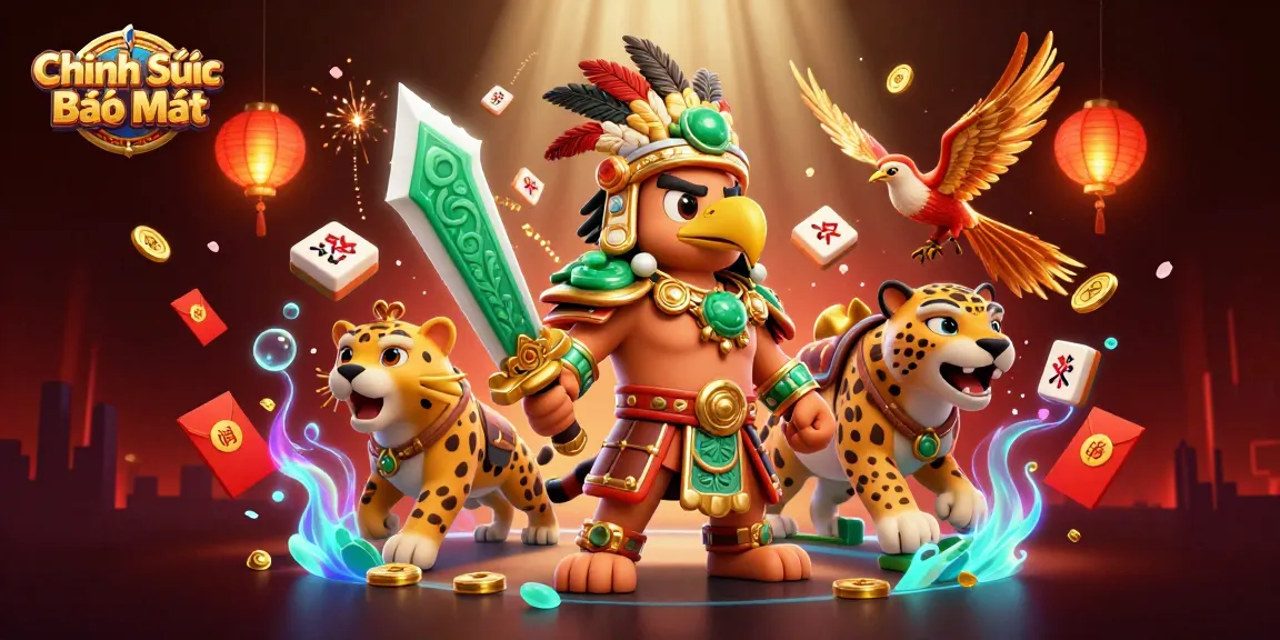 Chính Sách Bảo Mật highlights a vibrant 3D casino illustration featuring heroic warriors and game elements.