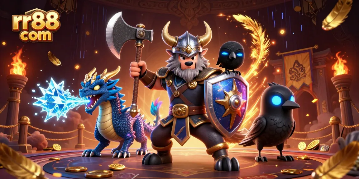 Enjoy thrilling games at rr88 com with vibrant characters in a dynamic 3D casino scene.